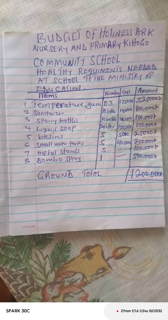 image from We need temperature gun, water tanks to reopen the school,  7th June 2026